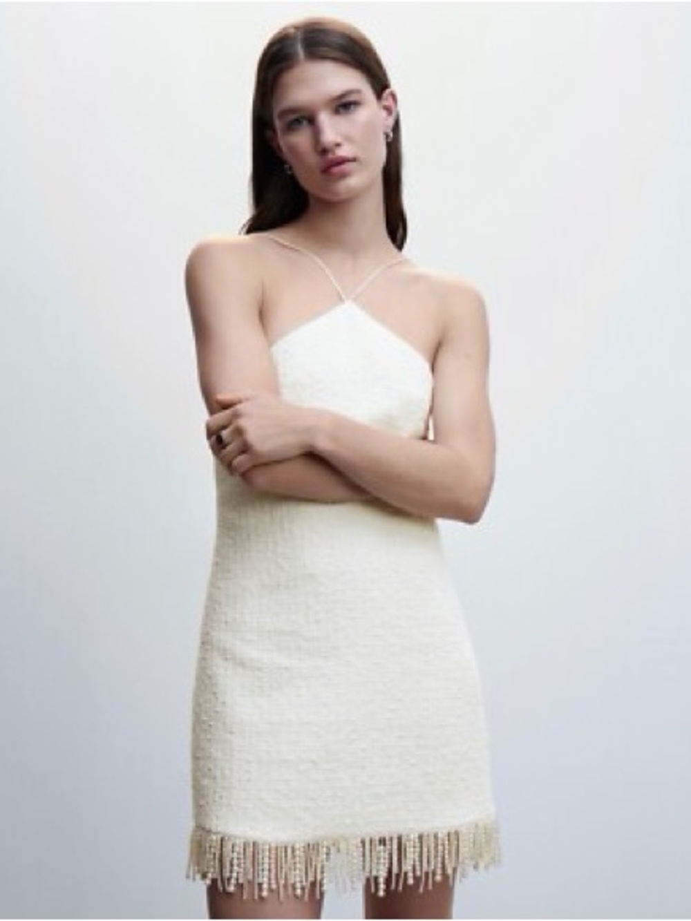 NWT Jason Wu Ivory Tweed Pearl Fringe Mini Dress
